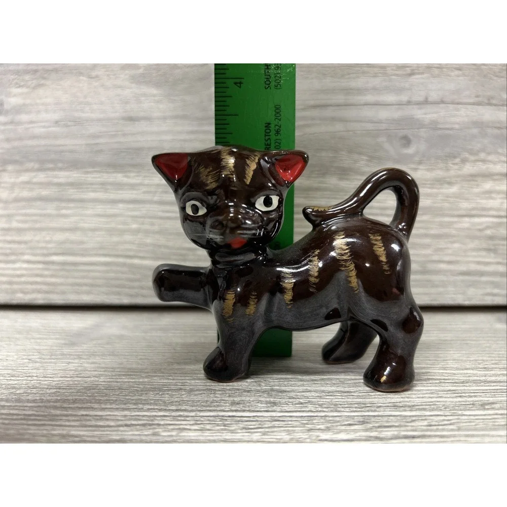 Vintage Brown Cat Porcelain Ceramic Decor‎ D1
